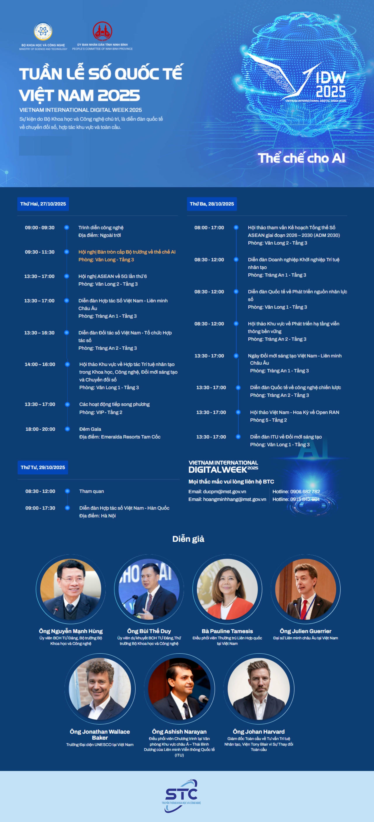 Lịch trình dự kiến tổ chức “Tuần lễ Số Quốc tế Việt Nam 2025”.