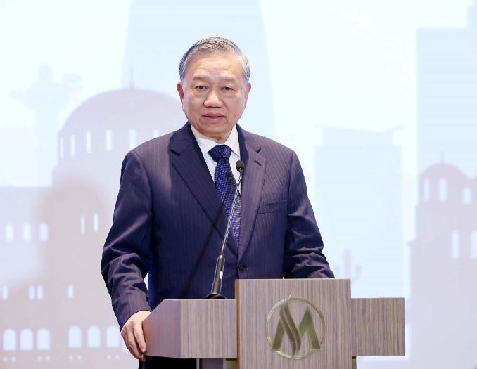 Tổng Bí thư Tô Lâm tham dự Diễn đàn Doanh nghiệp Việt Nam-Bulgaria. (Ảnh: Thống Nhất/TTXVN)