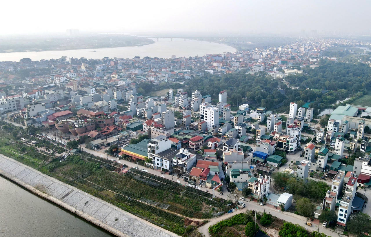 Một góc xã Bát Tràng nhìn từ trên cao.