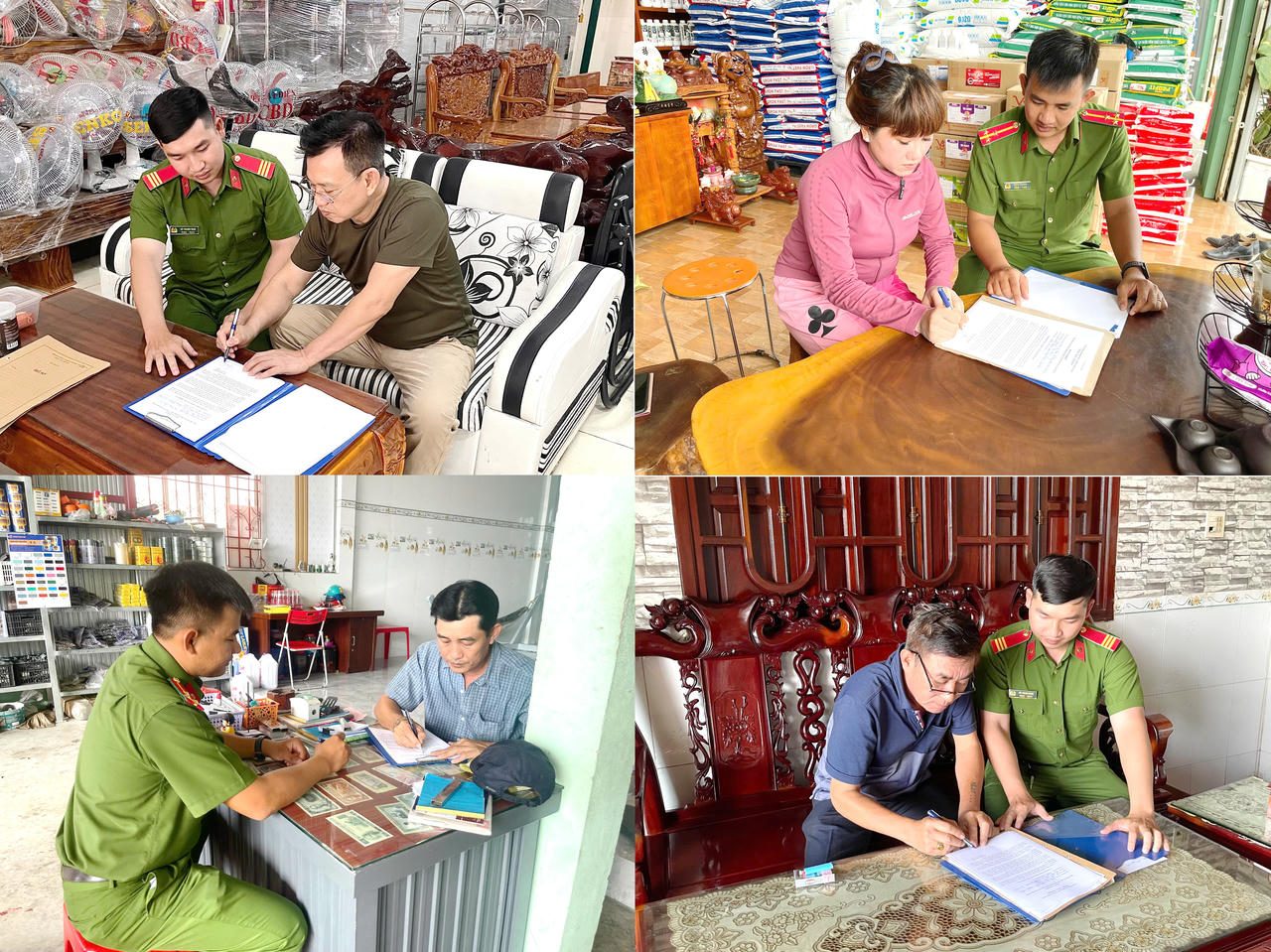 Công an xã Phong Thạnh tổ chức cho các cơ sở kinh doanh vận tải ký cam kết chấp hành nghiêm quy định về TTATGT.