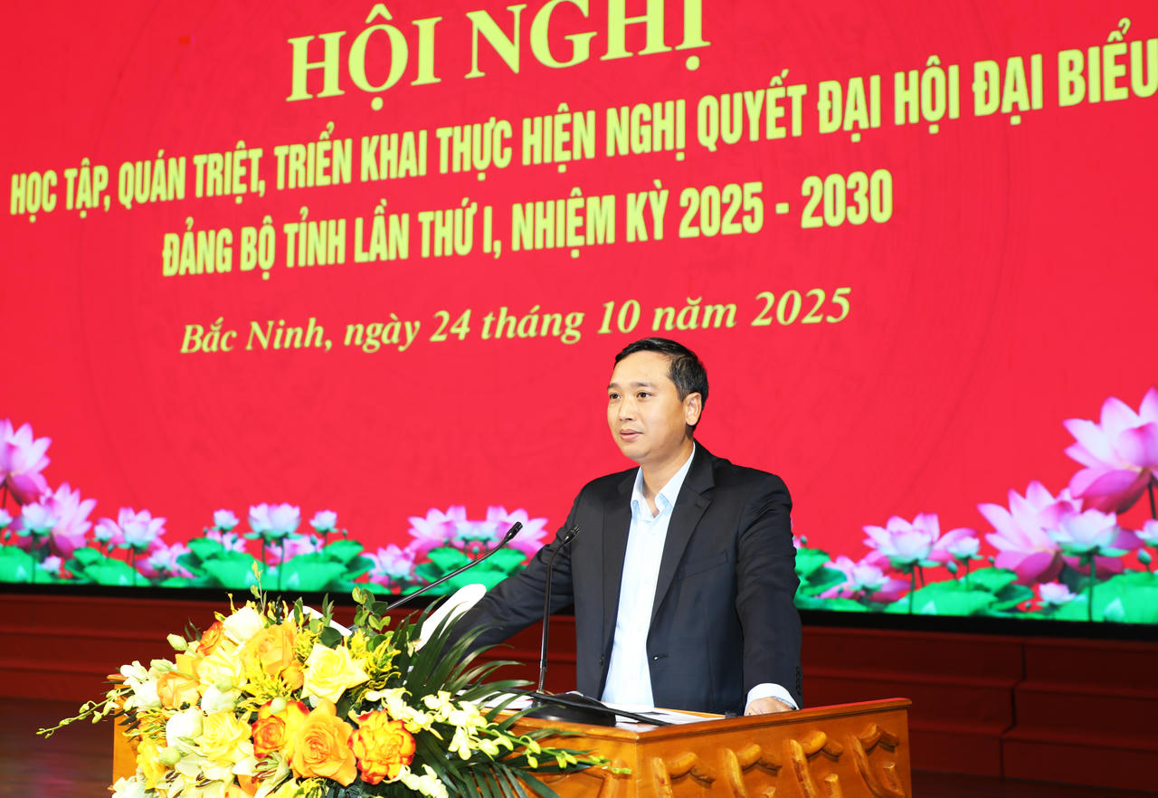 Chủ tịch HĐND tỉnh Nguyễn Việt Oanh phát biểu tại hội nghị.