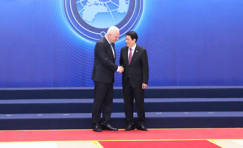 Chủ tịch nước Lương Cường chủ trì Lễ đón các Trưởng đoàn dự Lễ mở ký Công ước Hà Nội