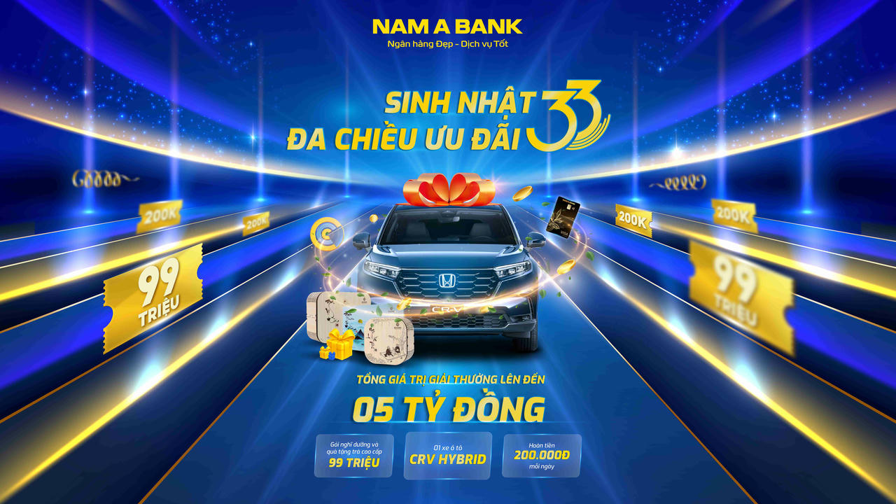 KH nhận hàng loạt ưu đãi nhân dịp kỷ niệm 33 năm thành lập Nam A Bank.