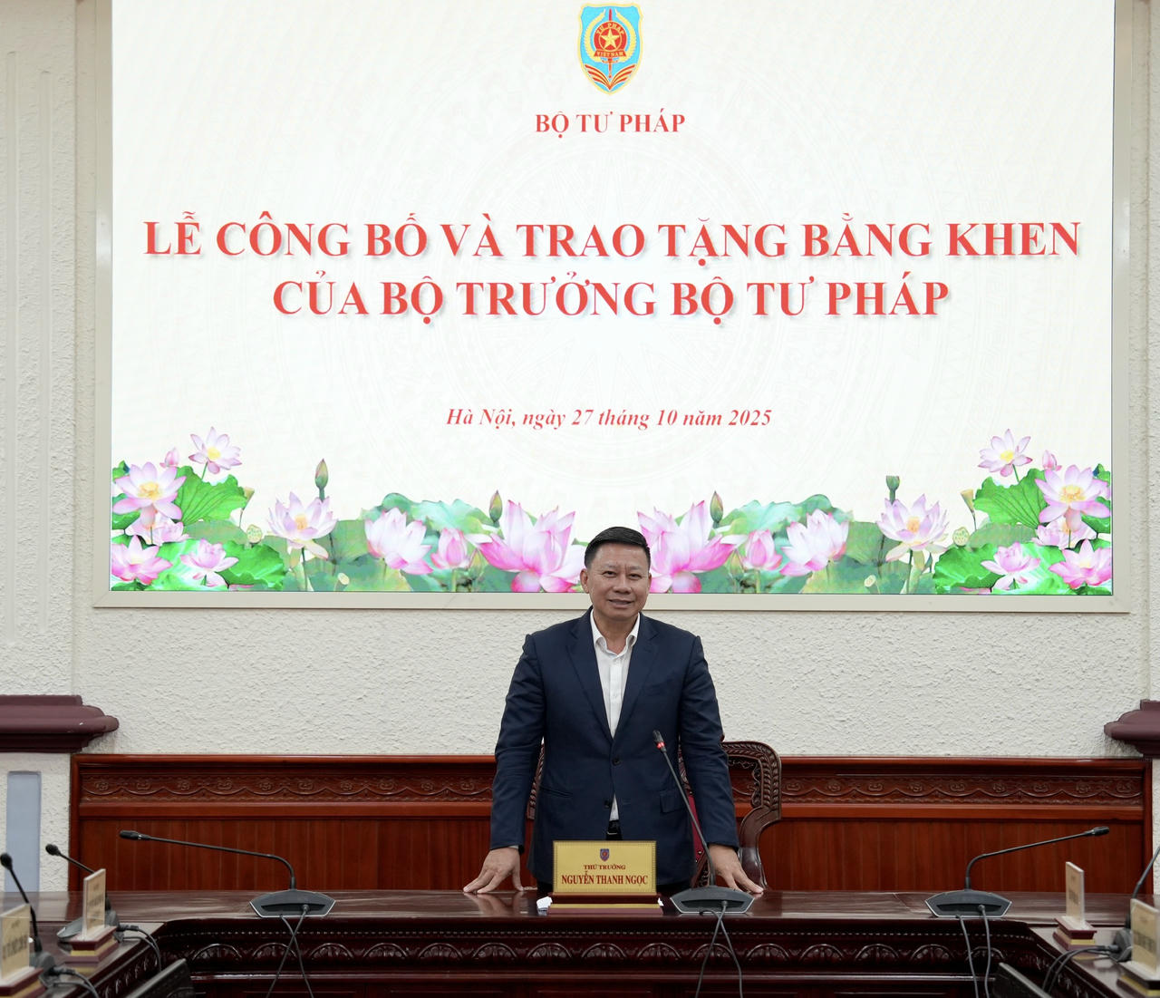 Thứ trưởng Bộ Tư pháp Nguyễn Thanh Ngọc phát biểu tại buổi Lễ.