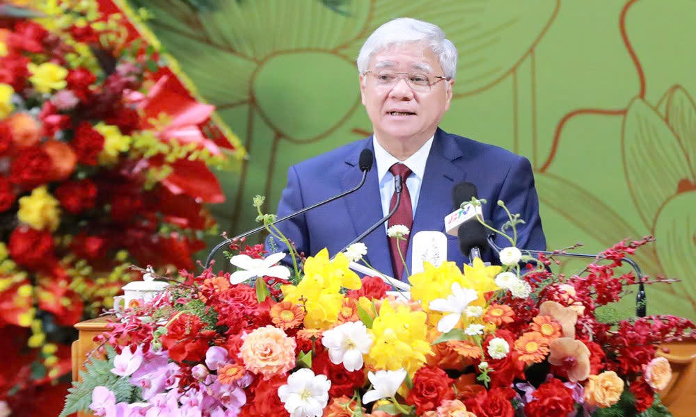 Uỷ viên Bộ Chính trị Chủ tịch Ủy ban Trung ương MTTQ Việt Nam Đỗ Văn Chiến phát biểu chỉ đạo Đại hội.