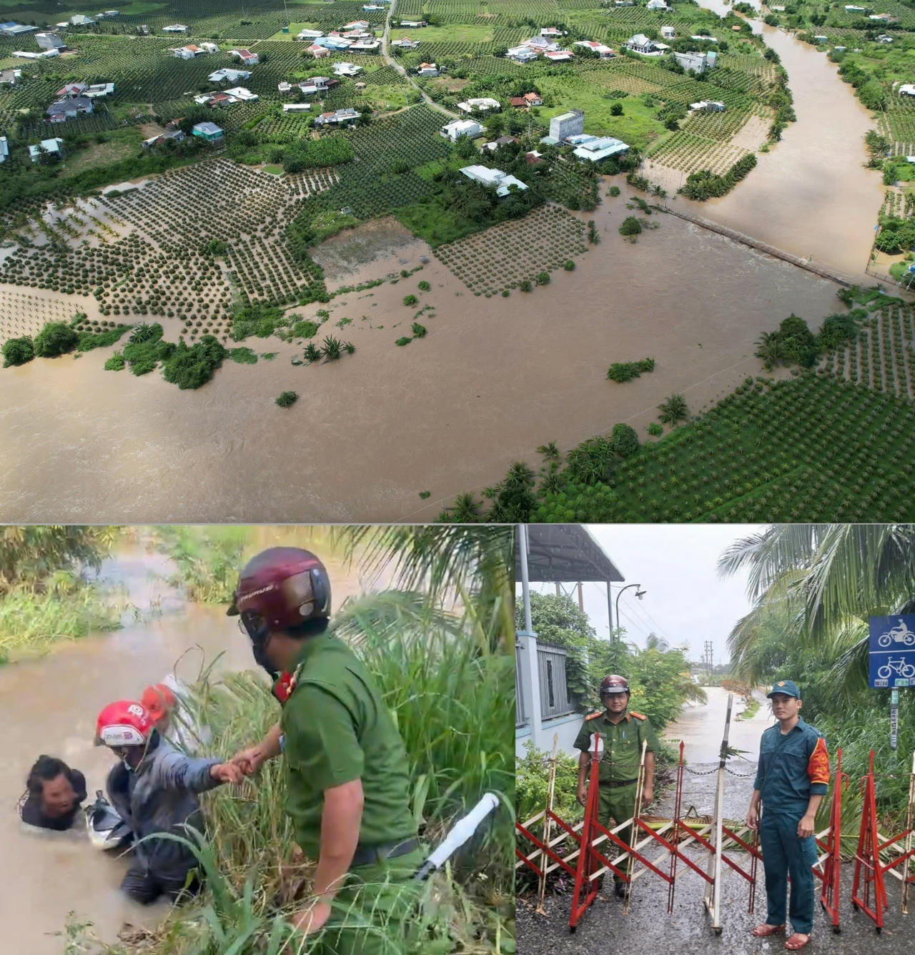 Công an xã Tuyên Quang lập chốt tại khu vực cầu đúc.