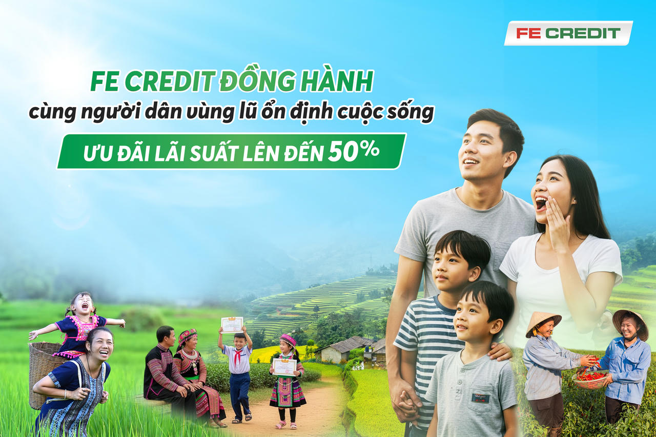 FE CREDIT kỳ vọng gói tín dụng lãi suất ưu đãi sẽ giúp bà con sớm phục hồi và ổn định đời sống sau thiên tai. Ảnh FE CREDIT