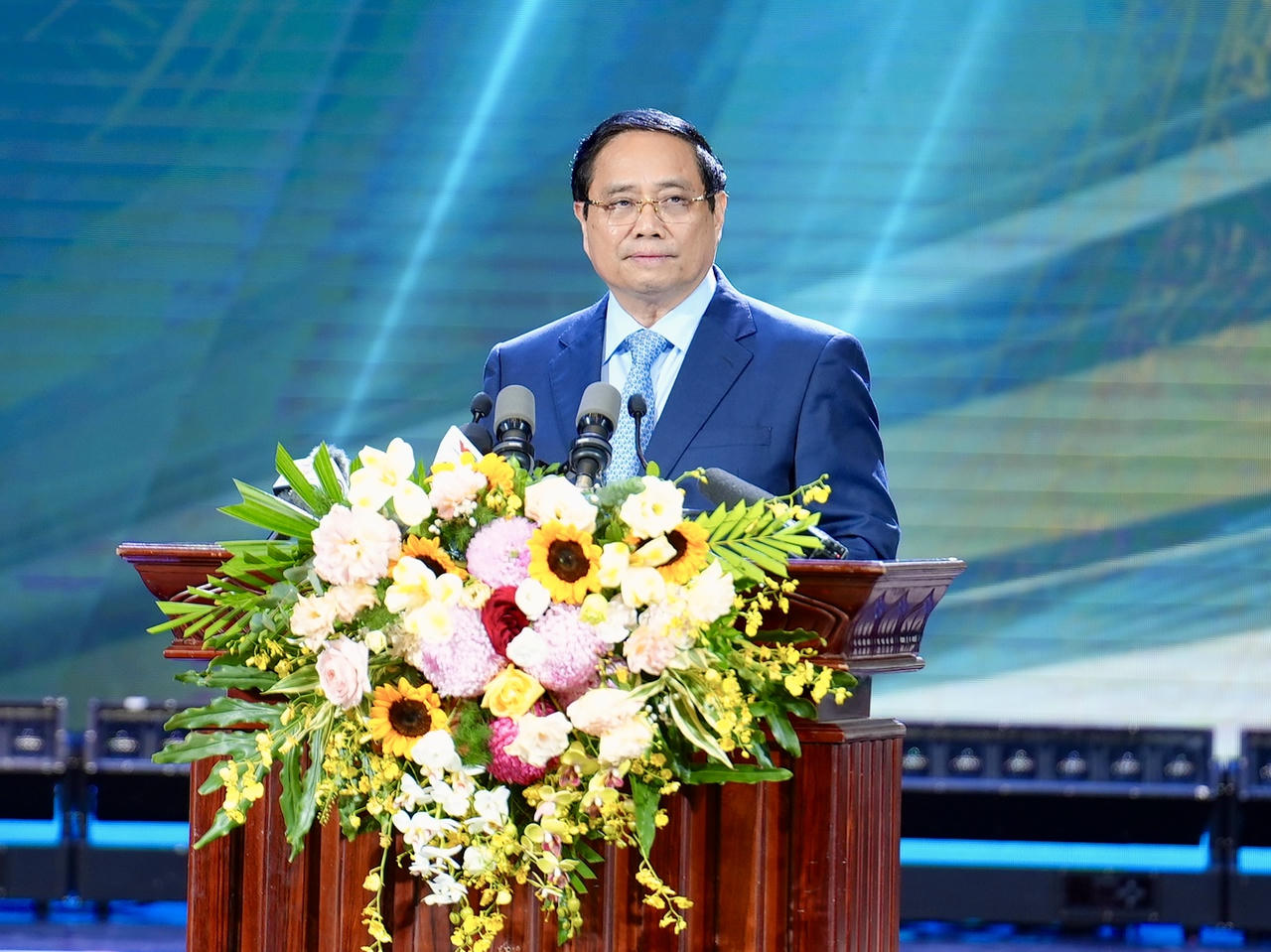 Thủ tướng Chính Phủ Phạm Minh Chính phát biểu chỉ đạo buổi lễ. (Ảnh: H.G)