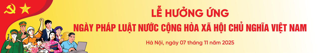 Các mẫu pano, banner, standee phục vụ hoạt động truyền thông hưởng ứng Ngày Pháp luật Việt Nam do Bộ Tư pháp thiết kế
