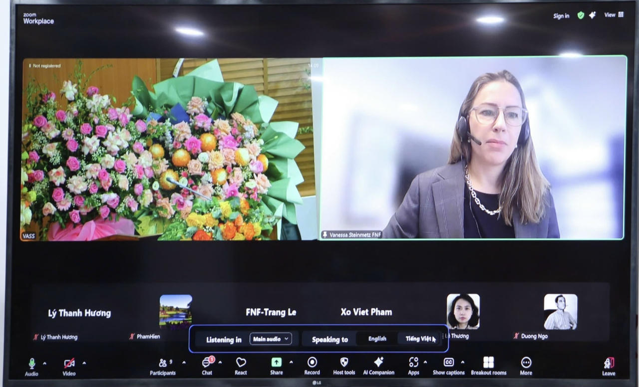 Bà Vanessa Kristina Steinmetz, Giám đốc quốc gia Friedrich Naumann Foundation for Freedom (FNF) phát biểu