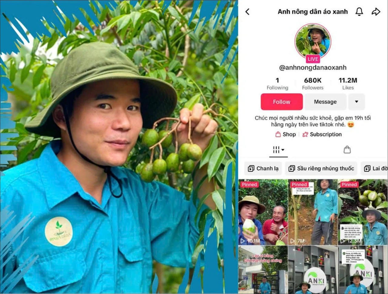 Hình ảnh Anh nông dân áo xanh trên trang Tiktok.