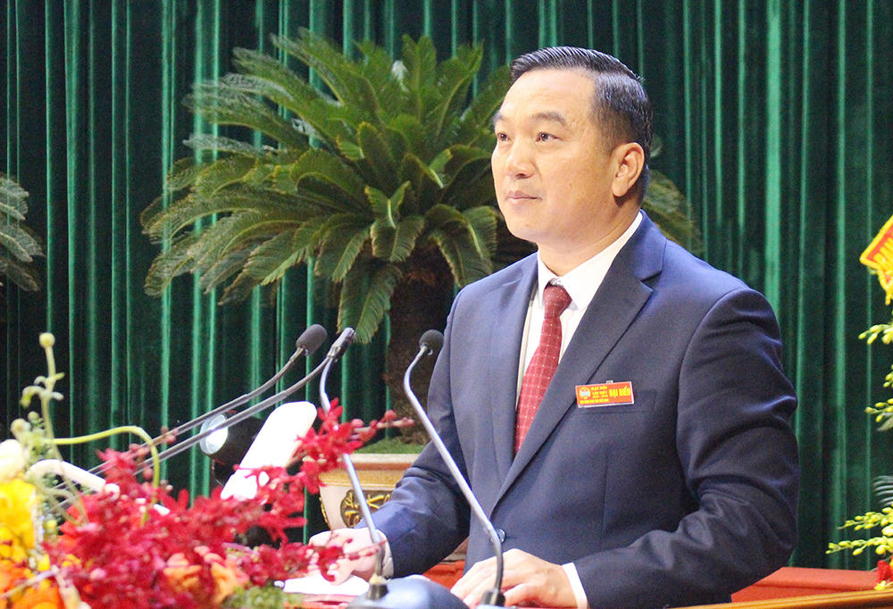 Ông Nguyễn Hoàng Trung, Chủ tịch Hội Nông dân tỉnh Bắc Ninh phát biểu tại Đại hội.