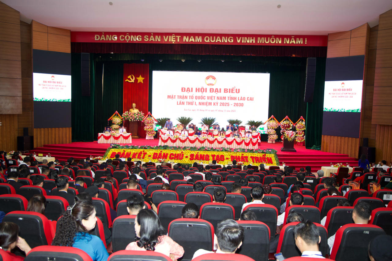 Quang cảnh Phiên thứ I Đại hội đại biểu MTTQ Việt Nam tỉnh Lào Cai lần thứ nhất nhiệm kỳ 2025 - 2030.