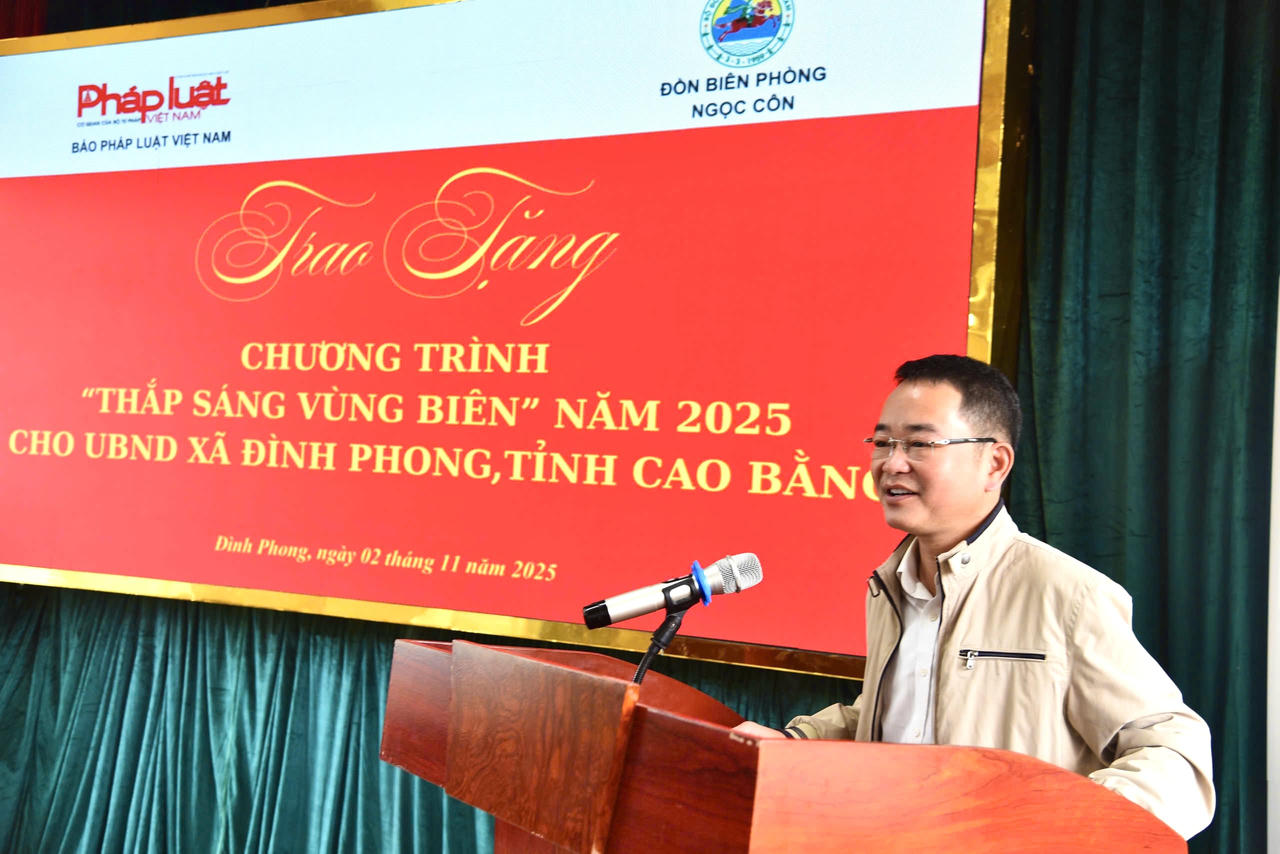 Tiến sĩ Vũ Hoài Nam, Tổng Biên tập Báo Pháp luật Việt Nam phát biểu tại buổi lễ. (Ảnh: Thanh Tùng)