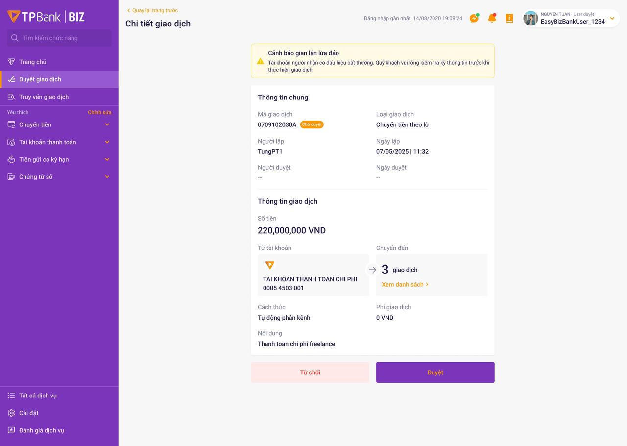 TPBank cảnh báo gian lận lừa đảo.