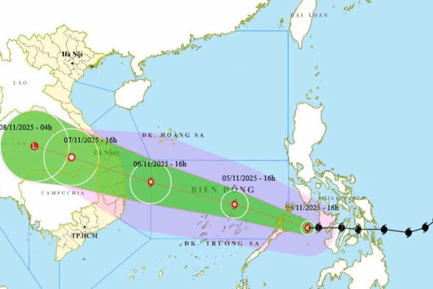 Bão giật cấp 15 khả năng ảnh hưởng Đà Nẵng - Khánh Hòa từ ngày 6/11