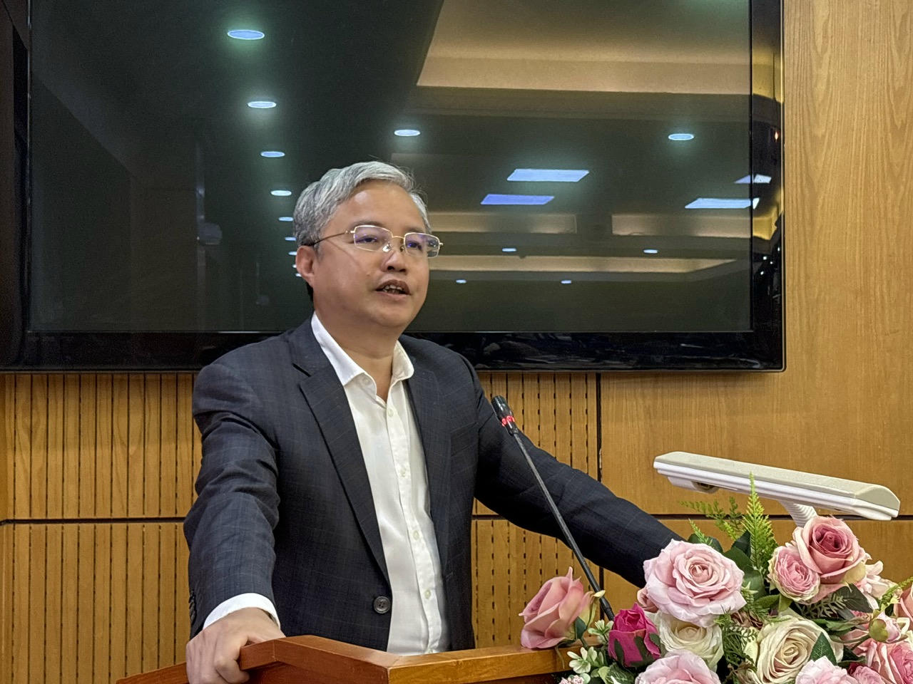 Phó Bí thư chuyên trách Đảng ủy Bộ Nguyễn Quang Thái&nbsp;bế mạc Hội nghị. (Ảnh: PV)