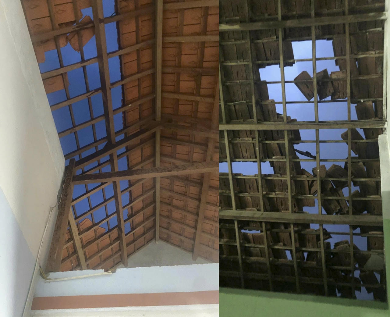 Lốc xoáy quét ngang xã Long Phụng đã khiến 2 ngôi nhà bị hư hại phần mái.