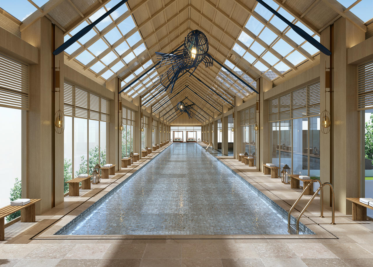 Bể bơi mái kính tiêu chuẩn quốc tế tại Sun Centro Town. Ảnh: Sun Property.