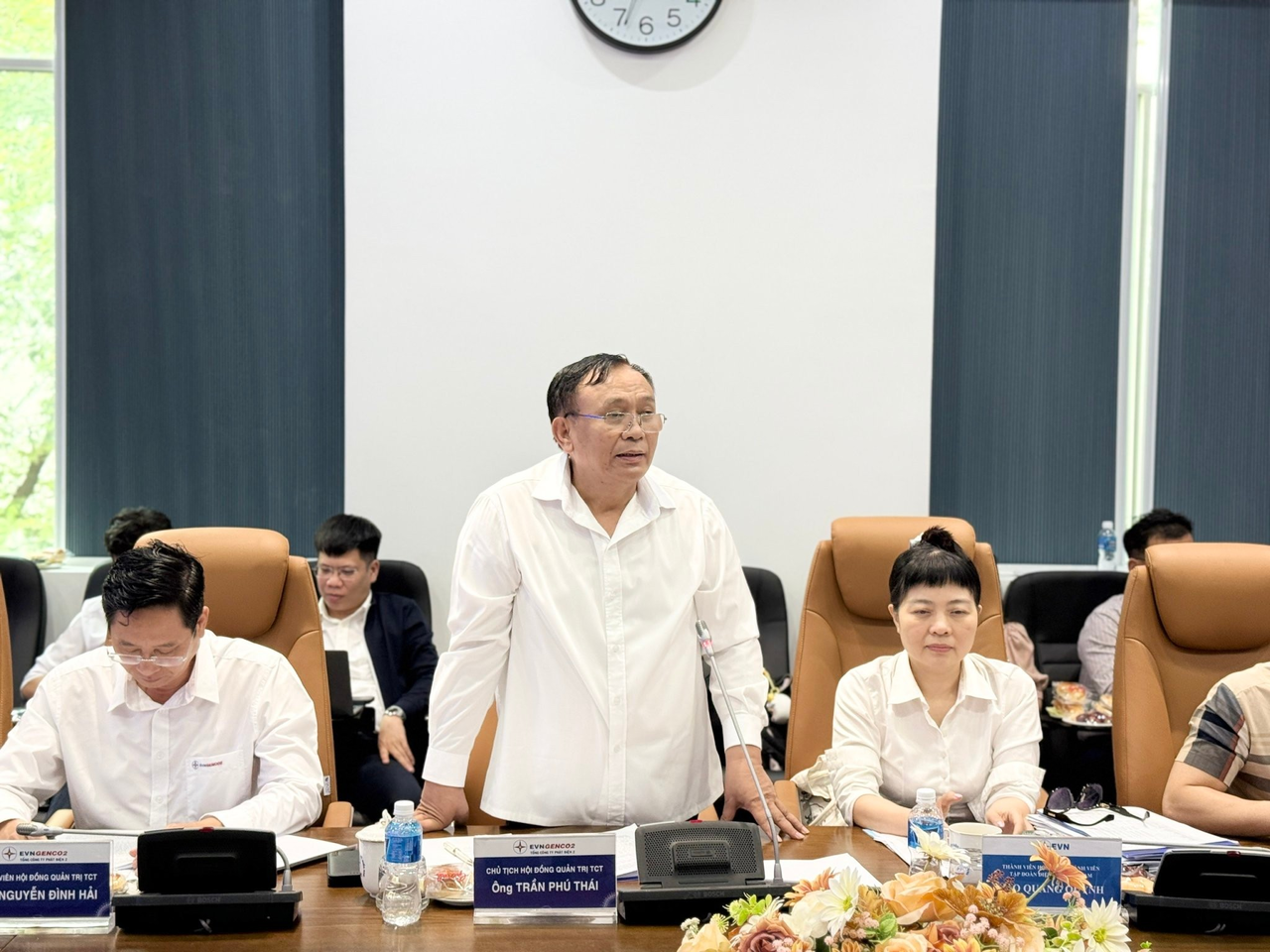 Ông Trần Phú Thái - Chủ tịch HĐQT EVNGENCO2 phát biểu tại buổi làm việc.