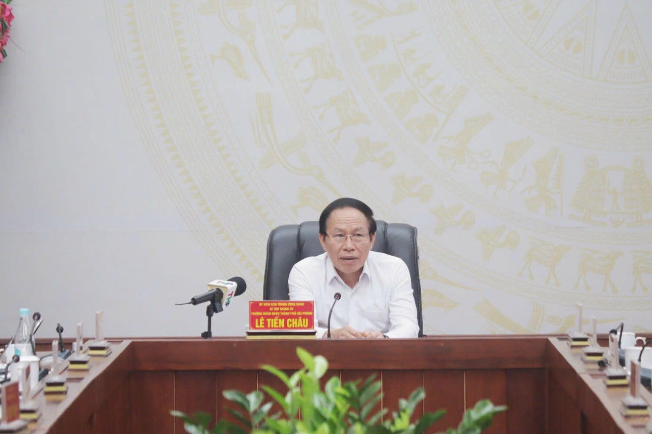 Bí thư Thành ủy Hải Phòng Lê Tiến Châu phát biểu &nbsp;kết luận hội nghị.