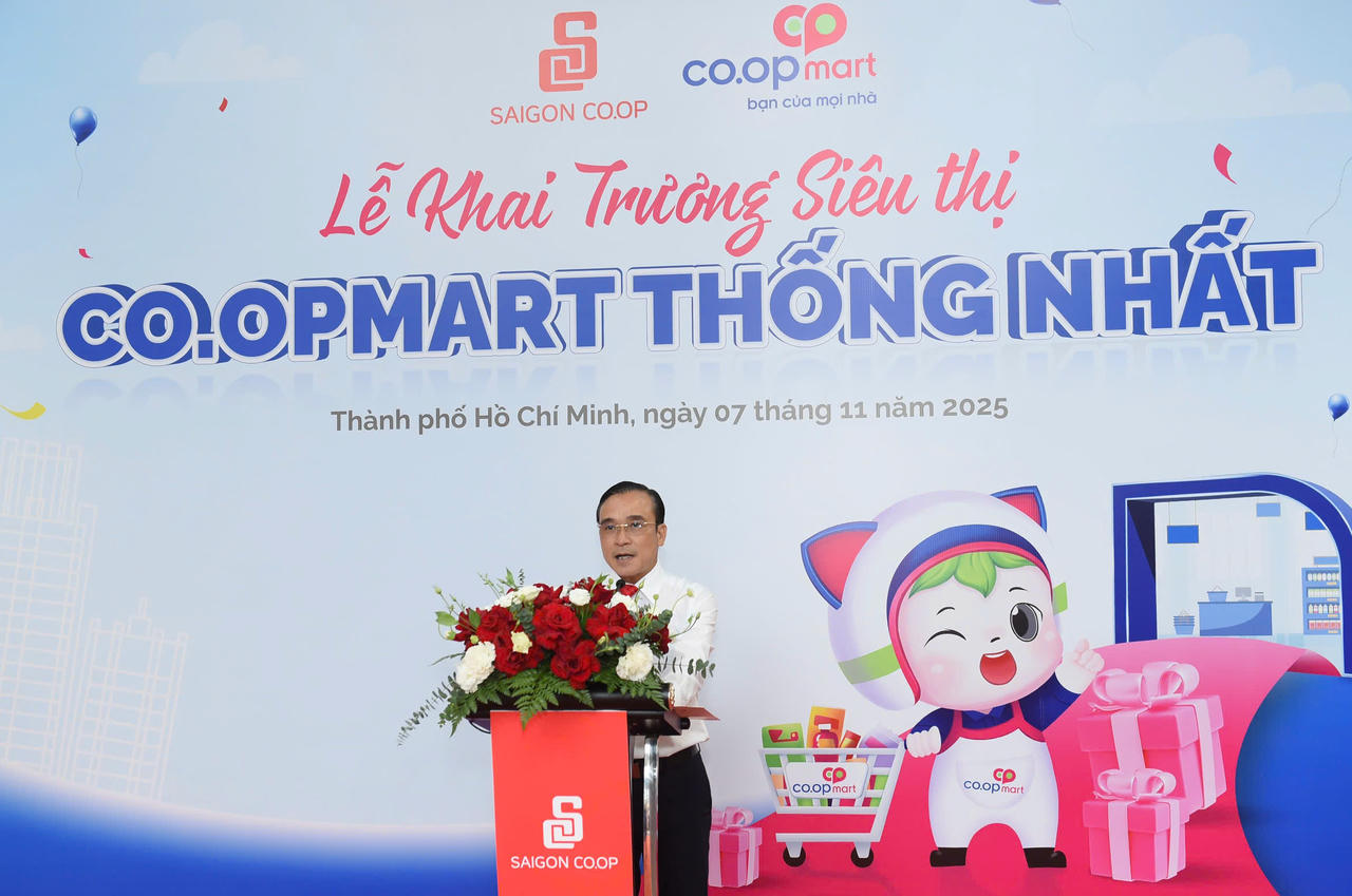 Ông Nguyễn Ngọc Thắng - Phó Tổng Giám đốc Saigon Co.op phát biểu tại lễ khai trương
