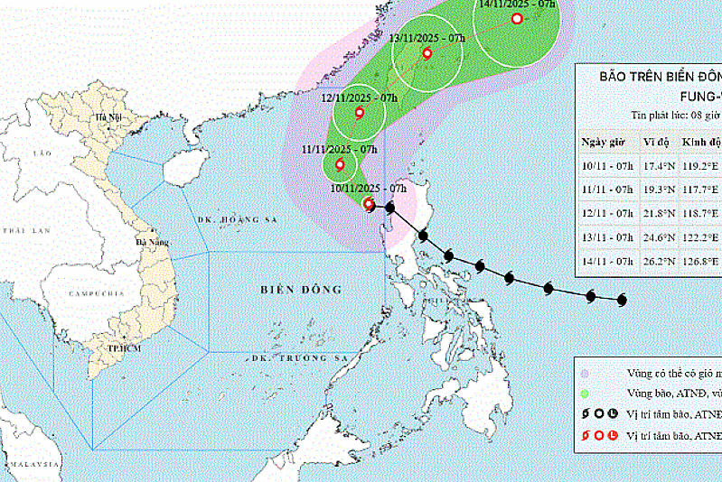 Bão giật cấp 16 trên Biển Đông, tàu thuyền cần chú ý tránh vùng nguy hiểm