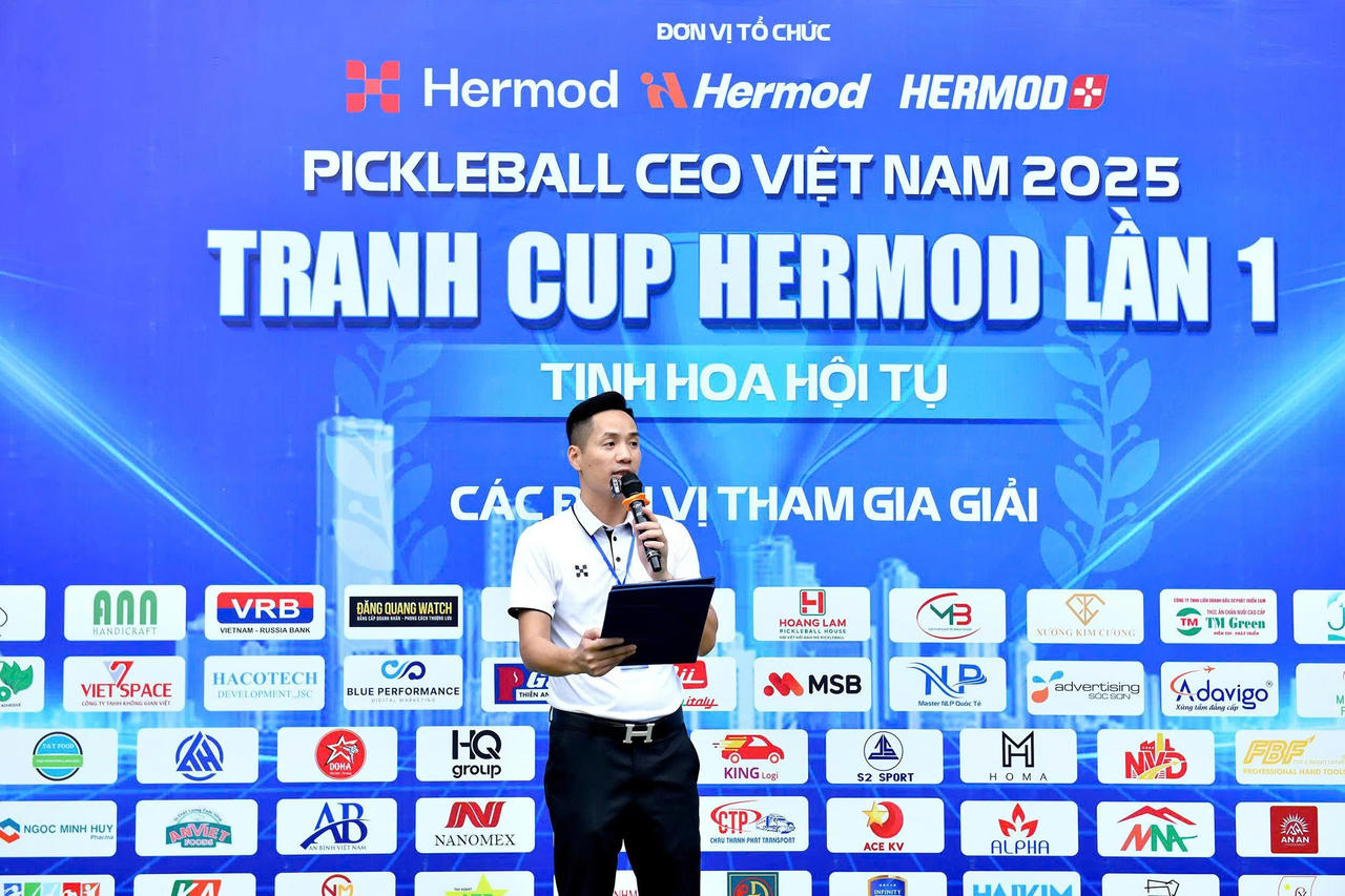 Ông Trần Quang Kế - Tổng Giám đốc Công ty TNHH Thể thao và Thương mại Miền Bắc, Chủ tịch nhãn hàng trang phục và dụng cụ thể thao Hermod - Trưởng Ban tổ chức Giải Pickleball CEO 2025 tranh Cúp Hermod lần thứ I - năm 2025.