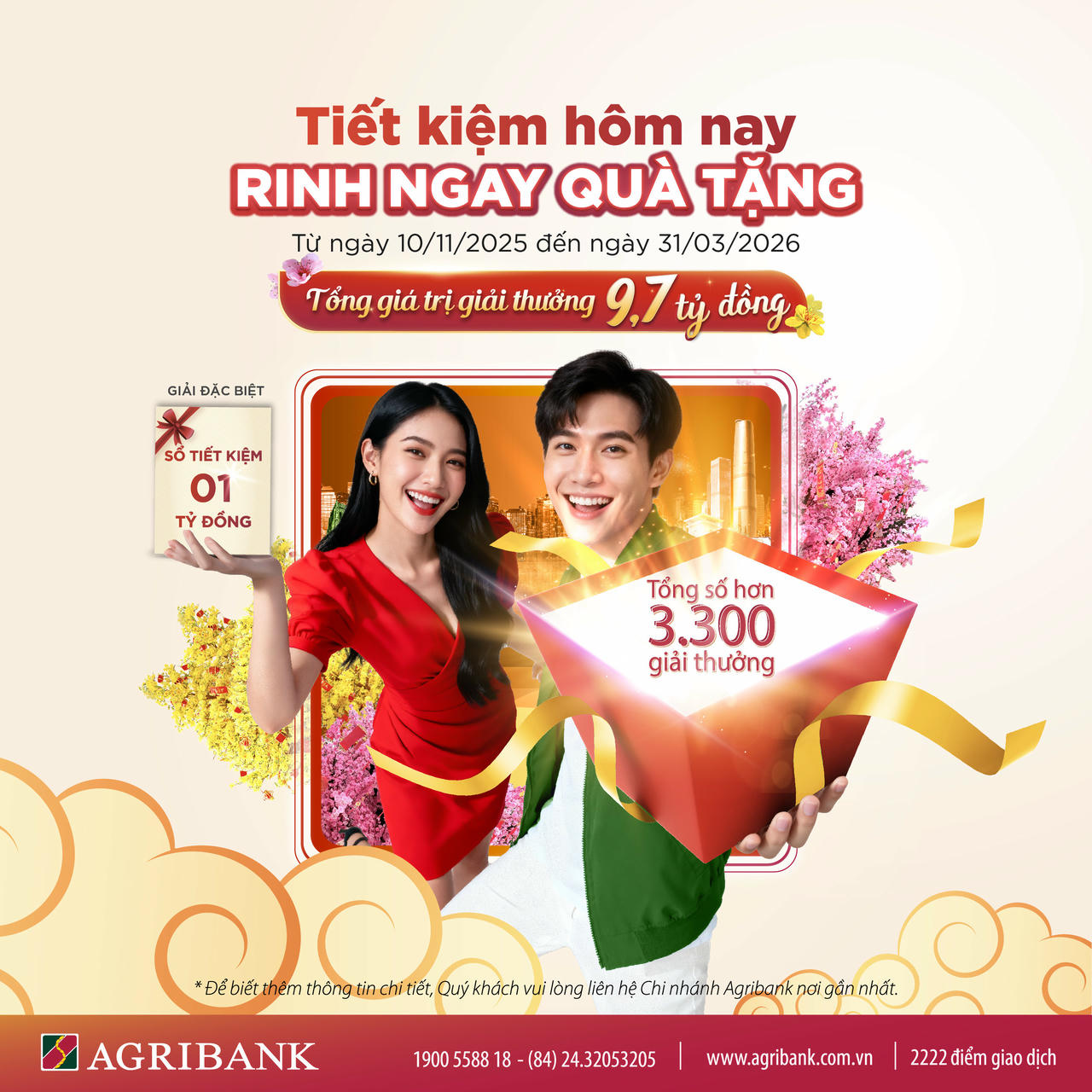 Cơ hội trúng 1 tỷ đồng và nhiều ưu đãi khác khi tham gia 'Tiết kiệm hôm nay – Rinh ngay quà tặng' tại Agribank