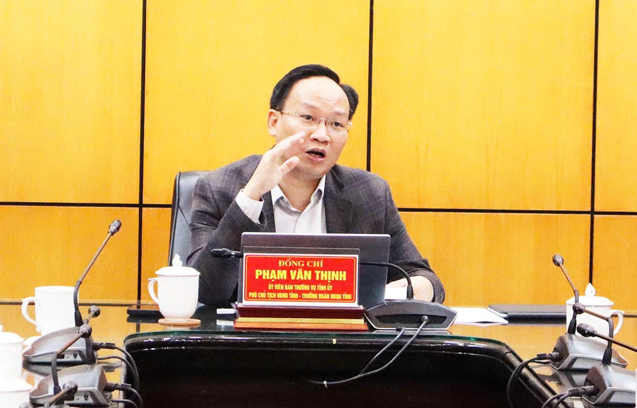 Phó Chủ tịch UBND tỉnh Phạm Văn Thịnh phát biểu tại buổi làm việc&nbsp;