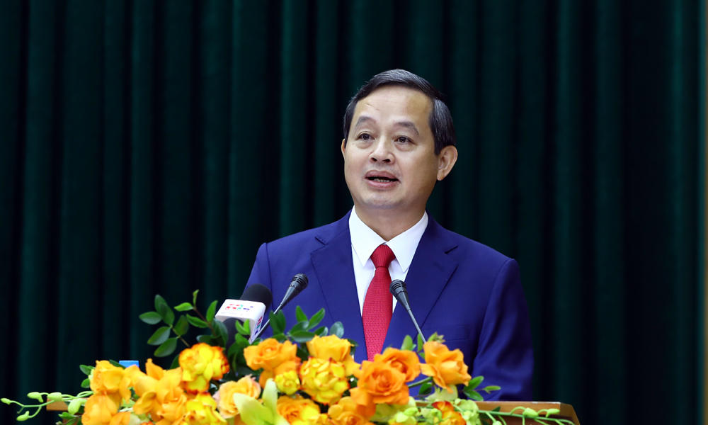 Phó Bí thư Tỉnh ủy Bắc Ninh Phạm Hoàng Sơn phát biểu nhận nhiệm vụ.