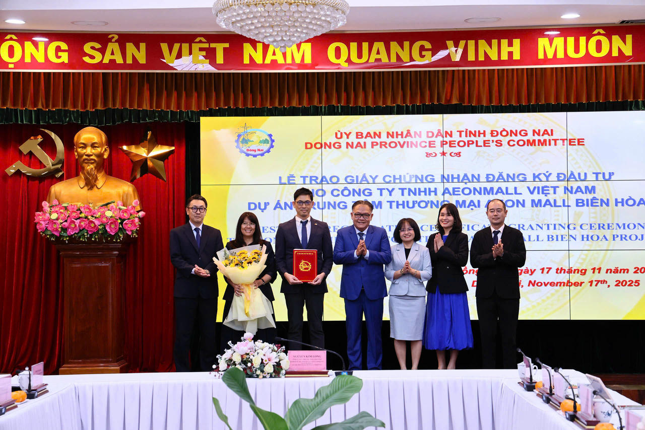 Đồng Nai trao giấy chứng nhận đầu tư cho dự án Trung tâm thương mại Aeon Mall lớn nhất Việt Nam
