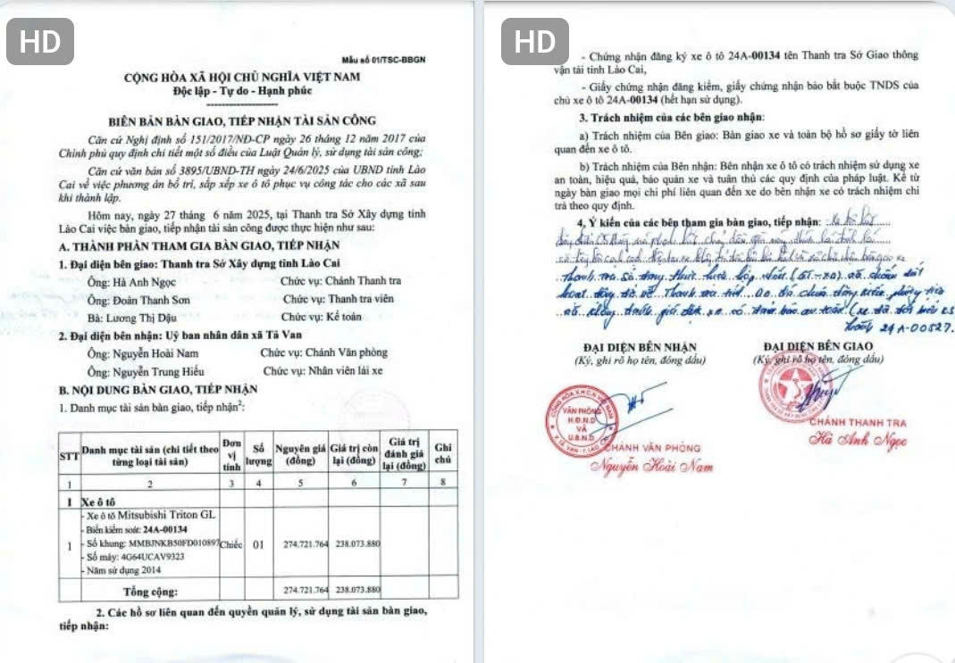 Biên bản bàn giao xe công vụ cũng đã nêu rõ các xe đã hết đăng kiểm, bị hư hỏng trước khi bàn giao.