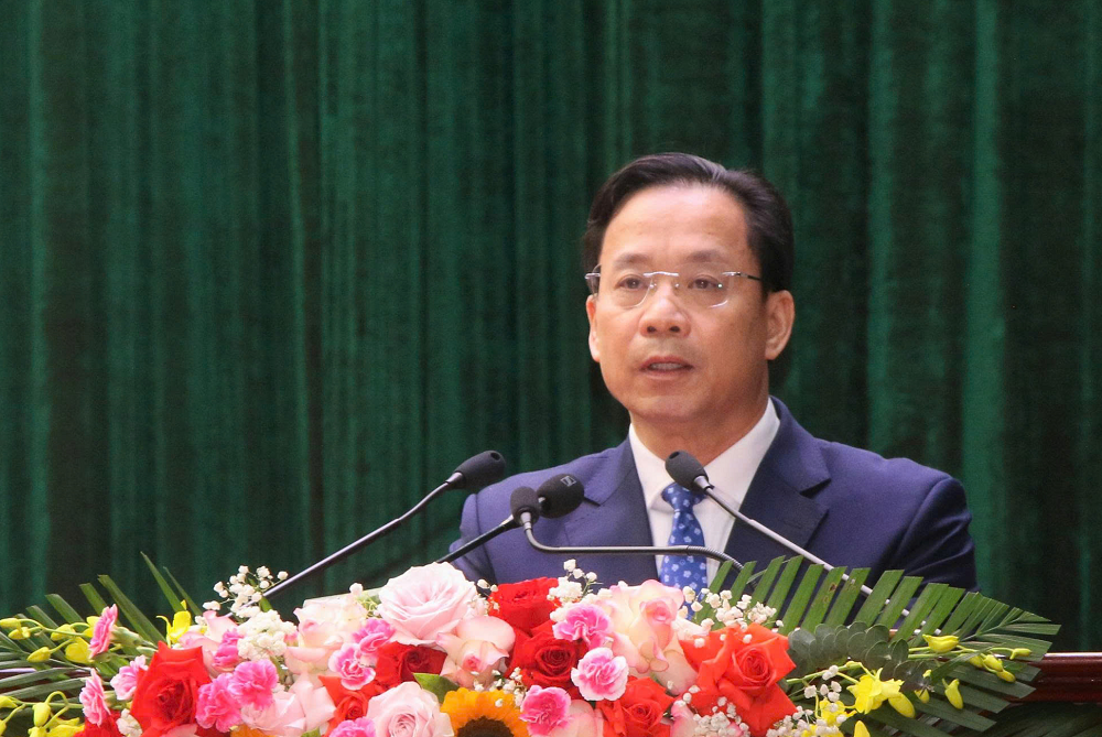 Ông Hoàng Văn Nghiệm, Bí thư Tỉnh ủy Sơn La phát biểu tại Đại hội.