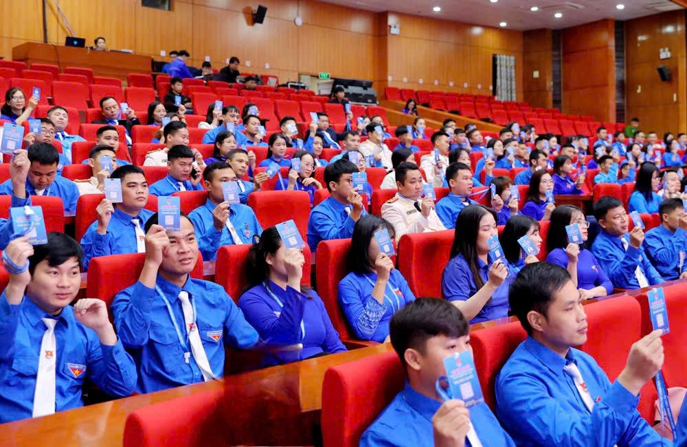 Các đại biểu biểu quyết thông qua chương trình đại hội.