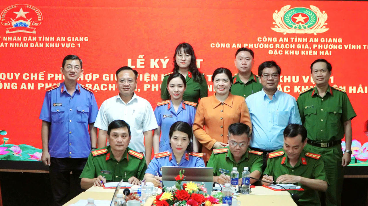 VKSND khu vực 1 – An Giang và công an các đơn vị ký kết quy chế phối hợp, tăng cường chống tội phạm