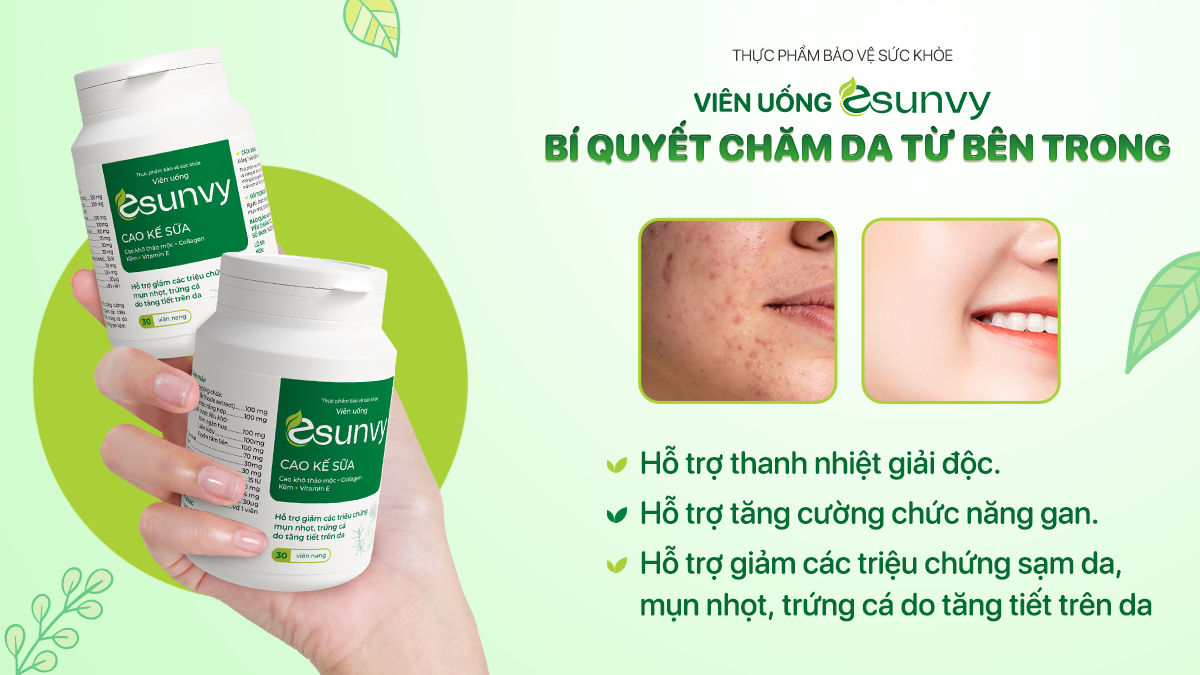 Viên uống Esunvy với các thảo dược quý hỗ trợ chăm da từ bên trong