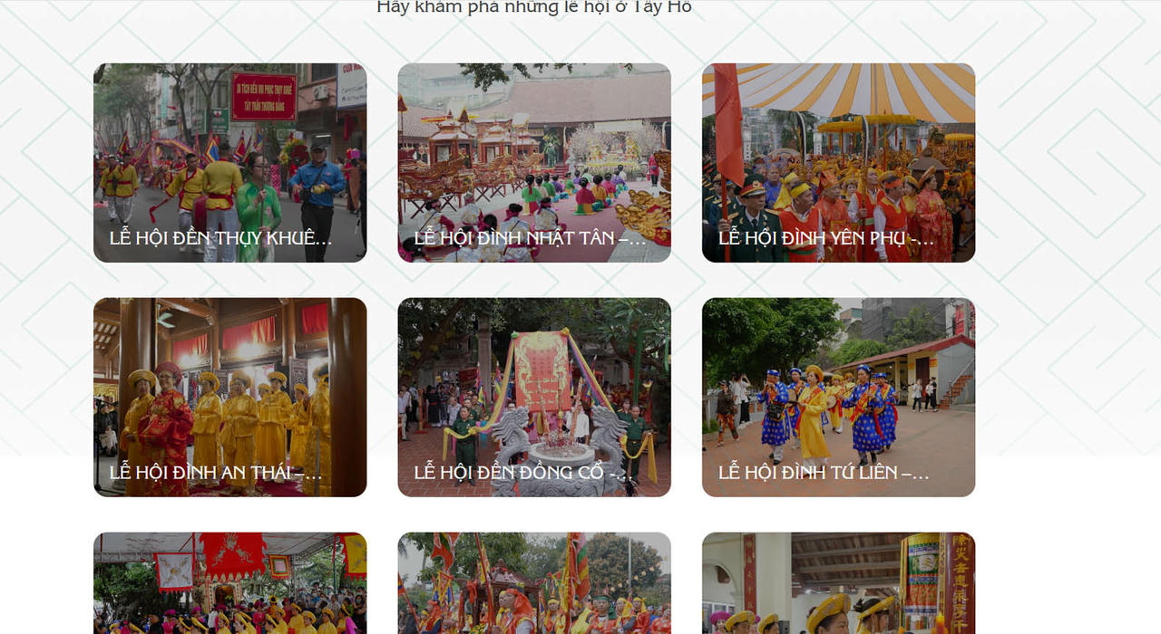 Nhiều lễ hội văn hóa tại Tây Hồ được cập nhật liên tục cho khách du lịch thông qua “bản đồ di sản số”. (Ảnh chụp màn hình)