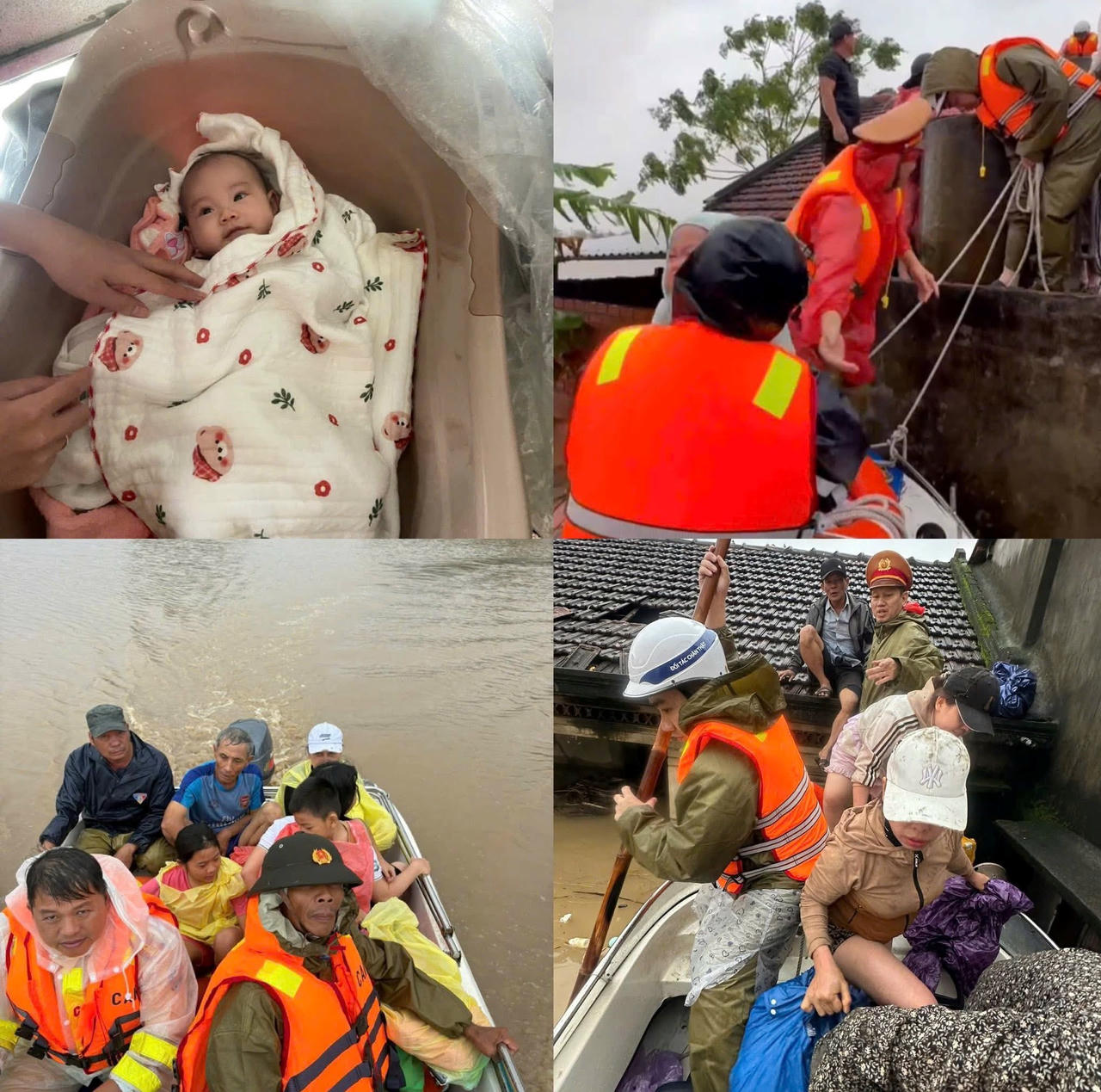 Lực lượng cứu hộ cứu nạn nỗ lực cứu dân.