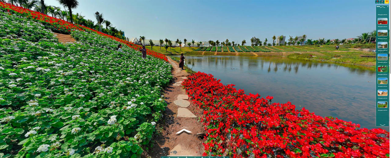 Hình ảnh Thung lũng hoa Hồ Tây được tái hiện chân thực thông qua “bản đồ di sản số”. (Ảnh chụp màn hình)