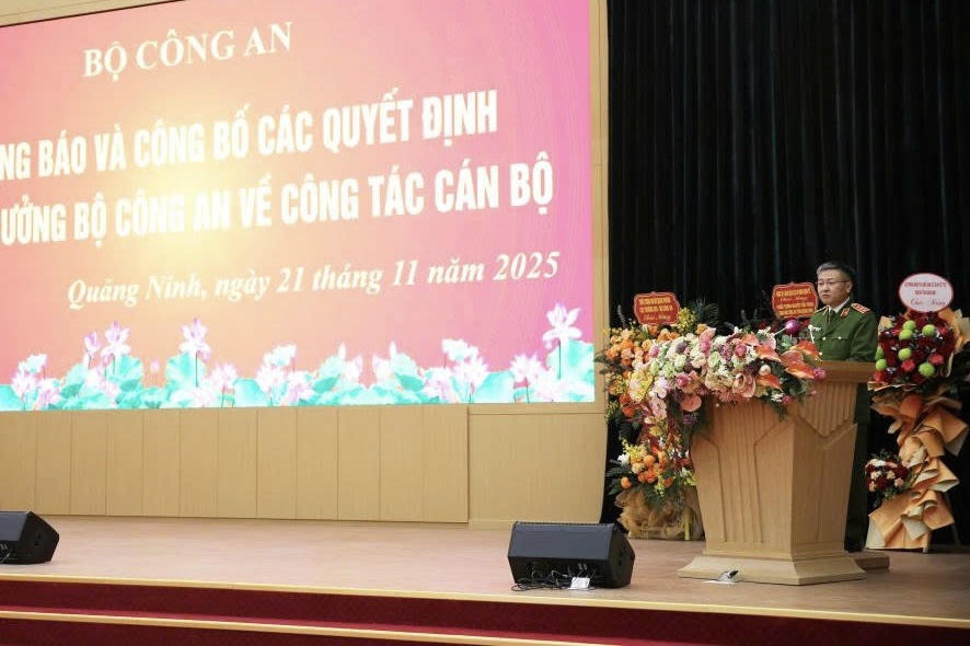 Thượng tướng Nguyễn Ngọc Lâm, Thứ trưởng Bộ Công an phát biểu tại buổi lễ.