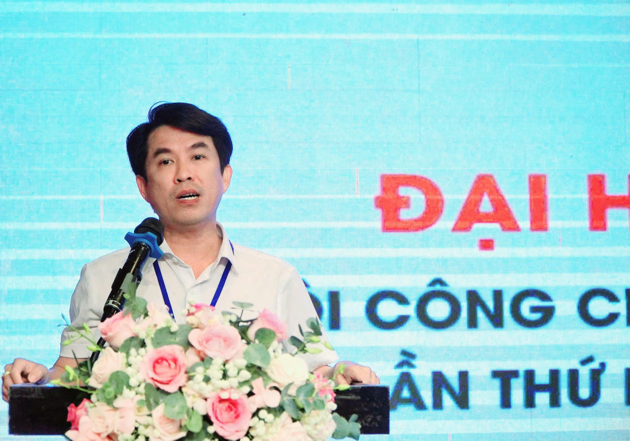 Ông Trịnh Tuấn Ngọc, Giám đốc Sở Tư pháp tỉnh An Giang phát biểu tại Đại hội