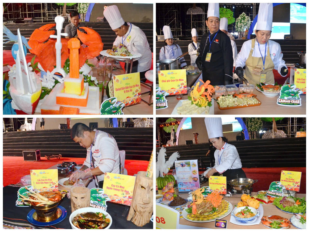 Nhiều món ngon từ cua Cà Mau được giới thiệu tại chương trình “Quảng diễn các món ngon từ cua Cà Mau kết hợp với đặc sản của 34 tỉnh, thành phố”.