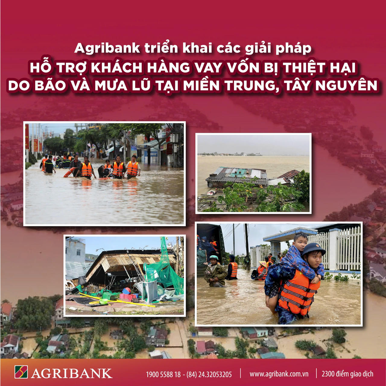 Agribank tiếp tục triển khai chính sách giảm tới 2%/năm lãi suất cho vay hỗ trợ khách hàng bị thiệt hại do bão số 12, 13 và mưa lũ
