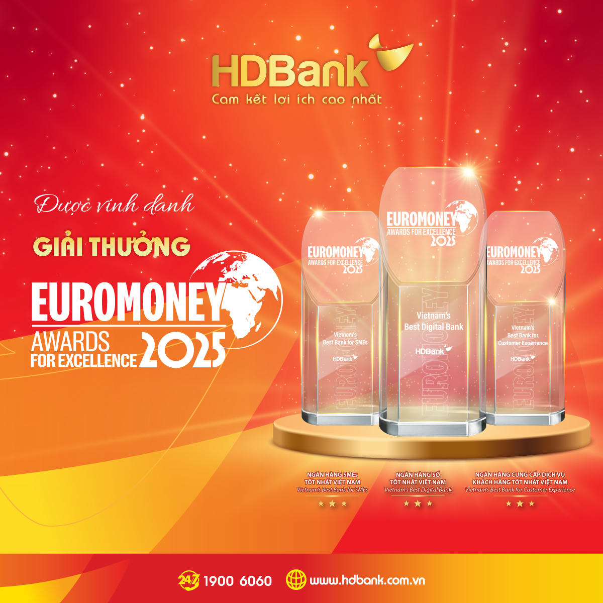 “Cú hat-trick” Euromoney 2025 là sự ghi nhận cho những bước tiến mạnh mẽ của HDBank, khẳng định bản lĩnh tiên phong, khát vọng đổi mới và vị thế quốc tế của ngân hàng Việt Nam. 