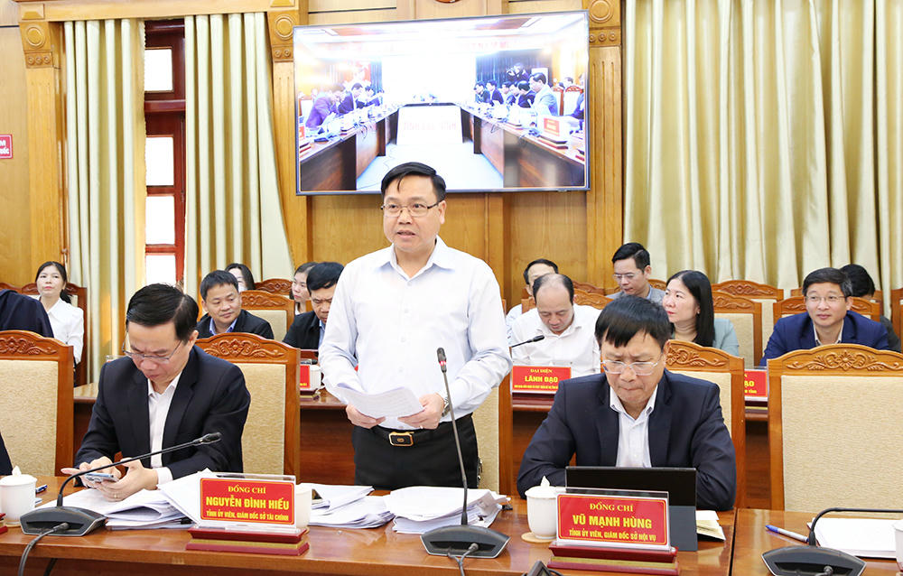 Giám đốc Sở Tài chính Nguyễn Đình Hiếu báo cáo tại Hội nghị.