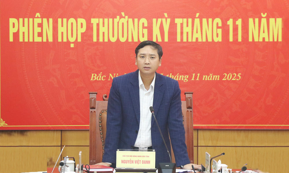 Chủ tịch HĐND tỉnh Nguyễn Việt Oanh phát biểu kết luận phiên họp.