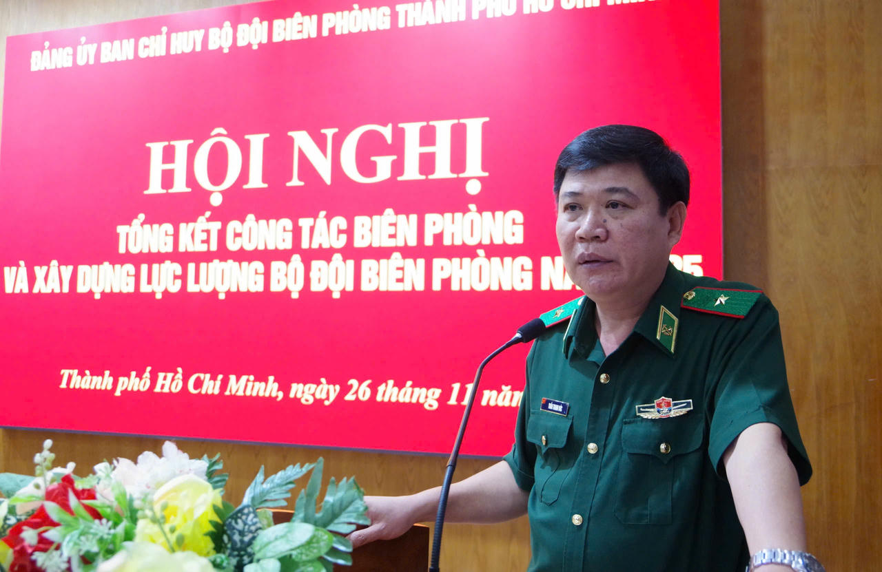 Thiếu tướng Trần Thanh Đức – Thành uỷ viên, Phó Tư lệnh BTL TP HCM  kiêm Chỉ huy trưởng Ban Chỉ huy BĐBP TP HCM phát biểu kết luận hội nghị.