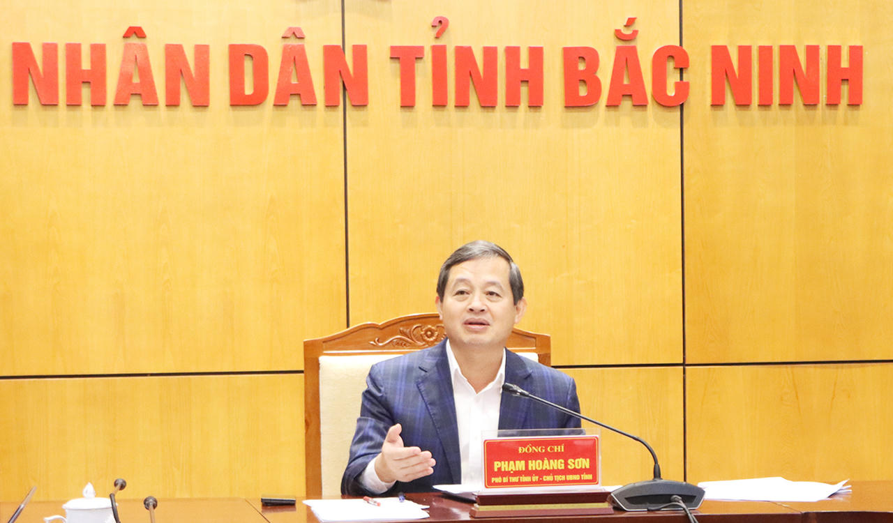 Chủ tịch UBND tỉnh Phạm Hoàng Sơn phát biểu kết luận buổi làm việc.