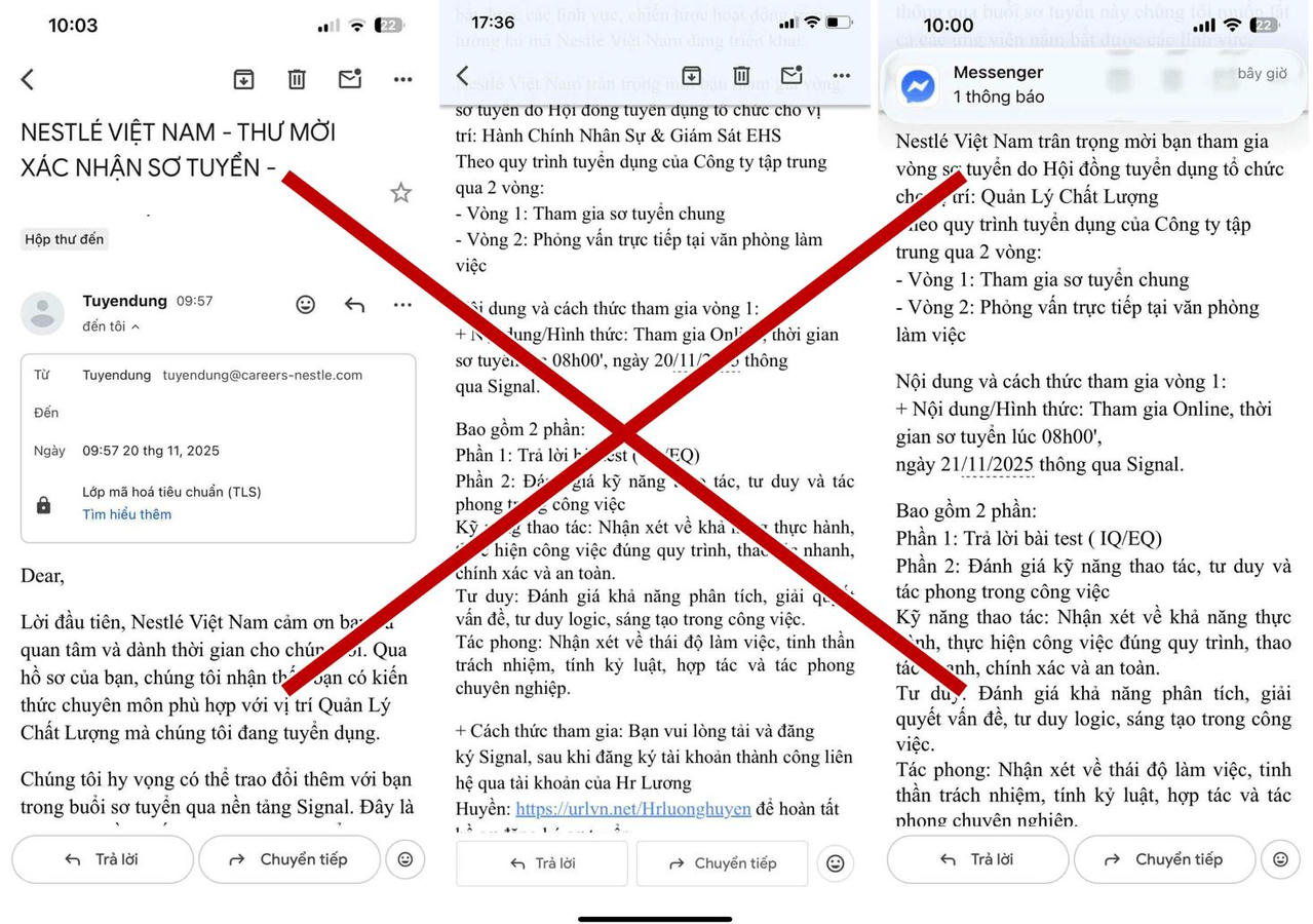 Nestlé Việt Nam cảnh báo tình trạng lừa đảo tuyển dụng mạo danh